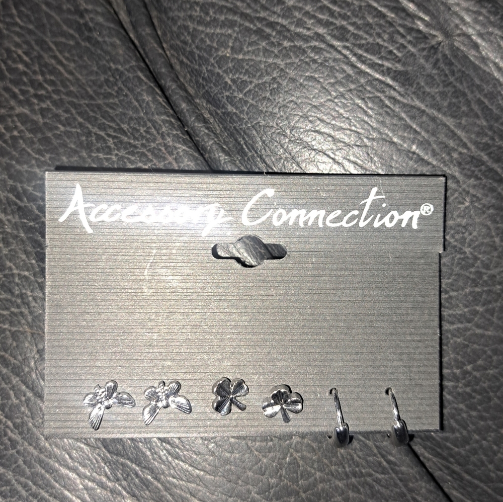 Accessory Connection: Silver Tone Stud Earrings Set